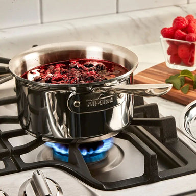 All-Clad D5 - 1.5 qt. Mirror Finish Stainless Steel Covered Saucepan Cranberry Sauce
