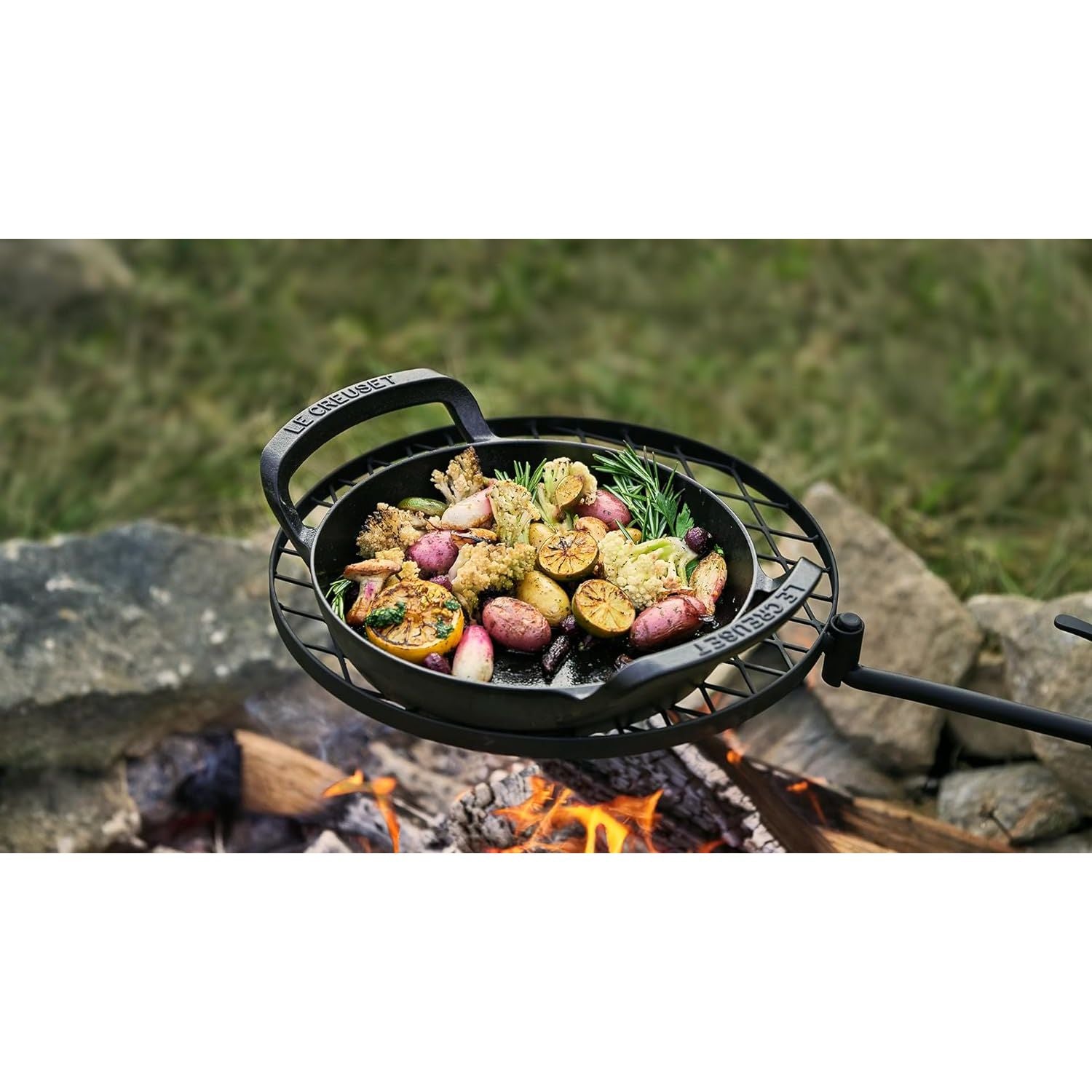 Le Creuset Alpine 25 cm Round Skillet cook over open flame