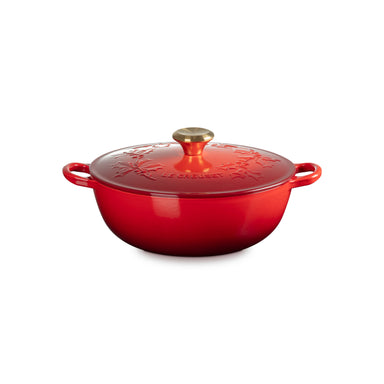 Le Creuset - 4.1 L Cherry Red / Cerise Holly Chef's French Oven (26 cm) Side
