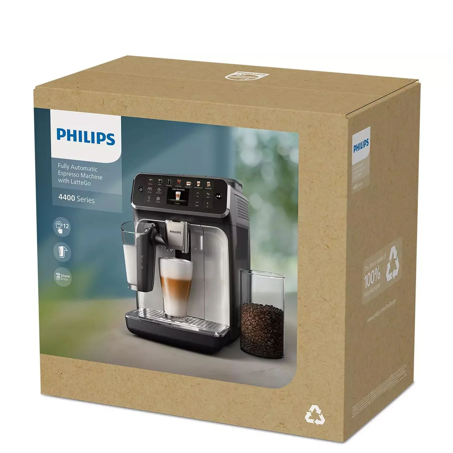 Philips Saeco 4400 LatteGo Fully Automatic Espresso Machine - EP4447/90 Box