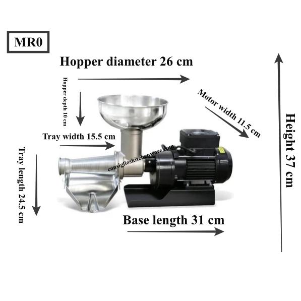 Fabio Leonardi MR0 1/2 HP SP3 Tomato Machine Dimensions