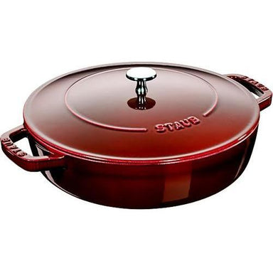 Staub Cast Iron 4-qt Shallow Wide Oval Cocotte with Glass Lid - Grenadine